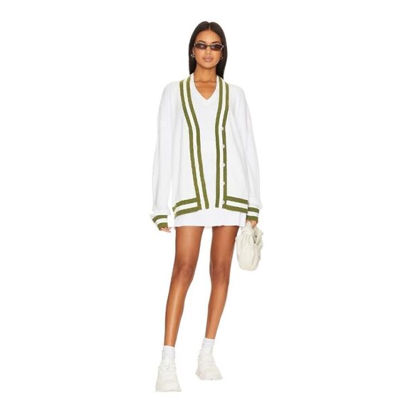 Cable Knit Varsity Skirt Optic White NWT Preppy Cozycore Comfy - Picture 1 of 10